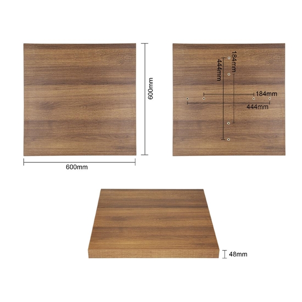 Bolero Pre-drilled Square Table Tops Rustic Oak