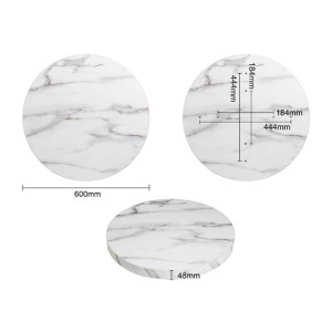 Bolero Pre-drilled Round Table Top Marble Effect 600mm