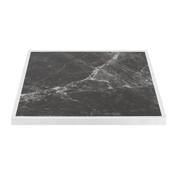 Bolero Dark Granite Effect Outdoor Tempered Glass Table Top White Trim 700mm Bolero Dark Granite Effect Outdoor Tempered Glass Table Top White Trim 700mm