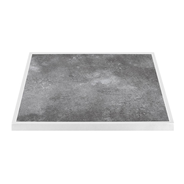 Bolero Dark Stone Effect Outdoor Tempered Glass Table Top White Trim - 700mm Bolero Dark Stone Effect Outdoor Tempered Glass Table Top White Trim - 700mm
