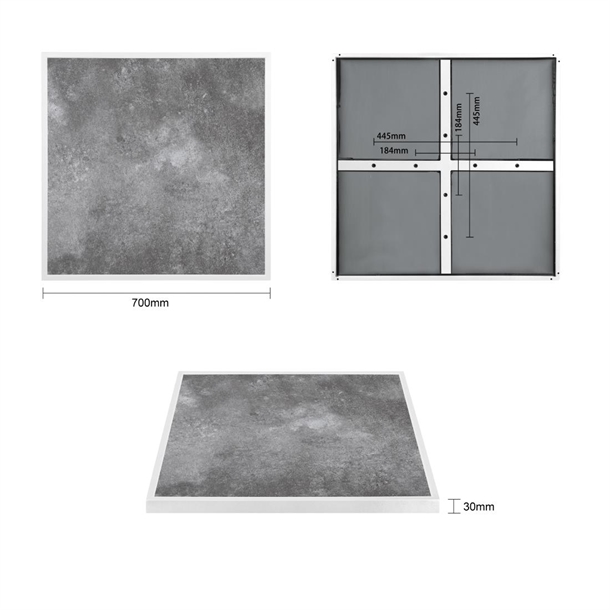 Bolero Dark Stone Effect Outdoor Tempered Glass Table Top White Trim - 700mm Bolero Dark Stone Effect Outdoor Tempered Glass Table Top White Trim - 700mm