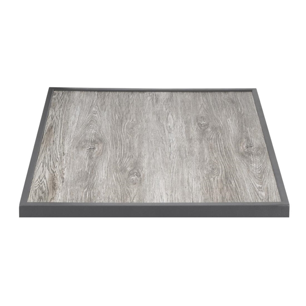 Bolero Wood Grain Effect Outdoor Tempered Glass Table Top Grey Trim 700mm Bolero Wood Grain Effect Outdoor Tempered Glass Table Top Grey Trim 700mm