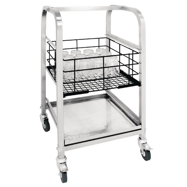 Vogue 3 Tier Glass Racking Trolley for 425mm Baskets Vogue 3 Tier Glass Racking Trolley for 425mm Baskets