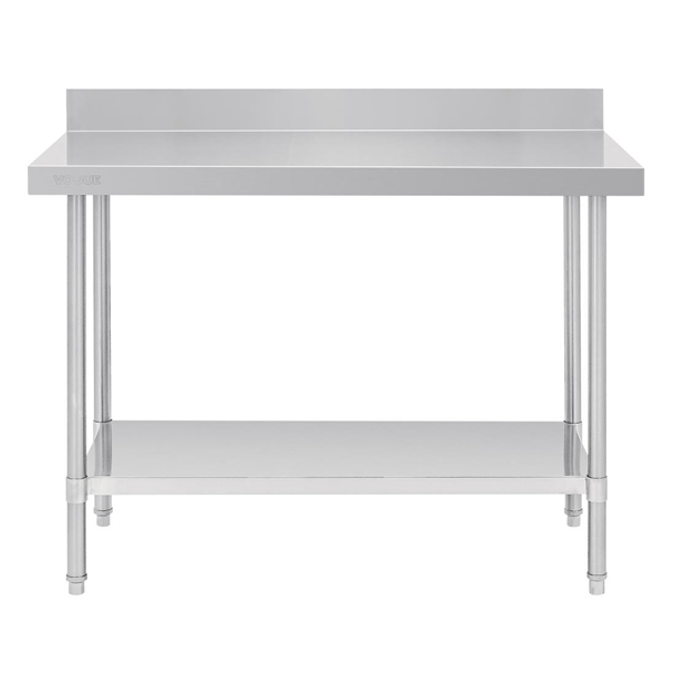 Vogue Premium Stainless Steel Table with Splashback 1200mm