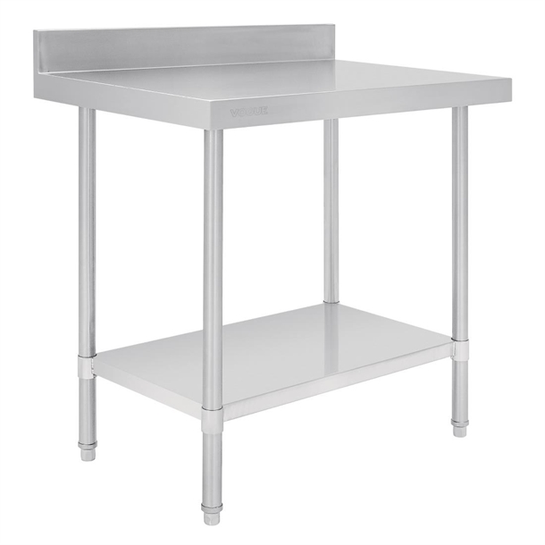 Vogue Premium Stainless Steel Table with Splashback 900mm