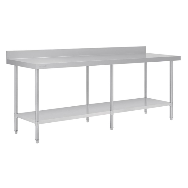 Vogue Premium Stainless Steel Table with Splashback 2400mm Vogue Premium Stainless Steel Table with Splashback 2400mm