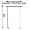Vogue Stainless Steel Prep Table 1200mm