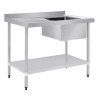Vogue Single Bowl Sink L/H Drainer - 1200mm x700mm 90mm Drain Vogue Single Bowl Sink L/H Drainer - 1200mm x700mm 90mm Drain