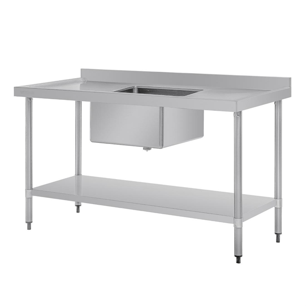 Vogue Single Bowl Sink Double Drainer - 1500mm x 700mm 90mm Drain