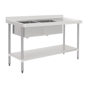 Vogue Double Bowl Sink R/H Drainer - 1800mm 90mm Drain