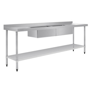 Vogue Double Bowl Sink Double Drainer - 2400mm x 700mm 90mm Drain