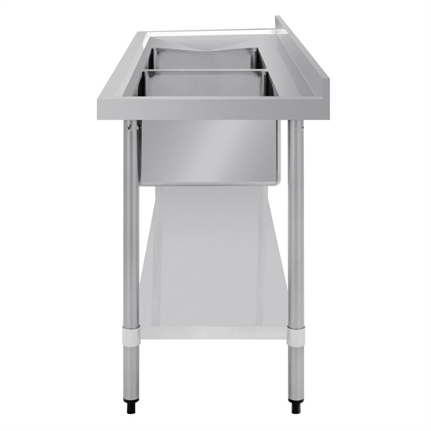 Vogue Double Bowl Sink L/H Drainer - 1800mm 90mm Drain