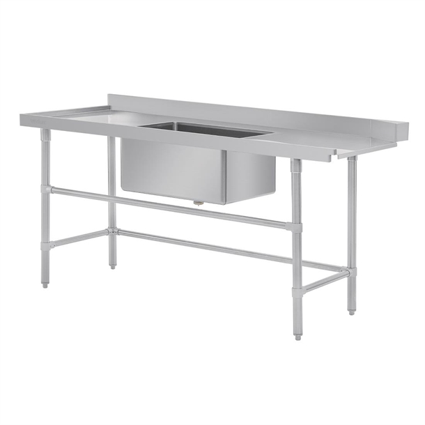 Vogue Dishwasher Inlet Table with Sink 90mm outlet - 1800x700x960mm L/H