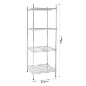 Vogue 4 Tier Wire Shelving Kit 610x610mm