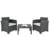 Bolero PP Armchair and Table Wicker Set Grey