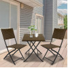 Arcadia Furniture 3 Piece 2 Chairs & 1 Table Folding Rattan Coffee Set  - Oatmeal