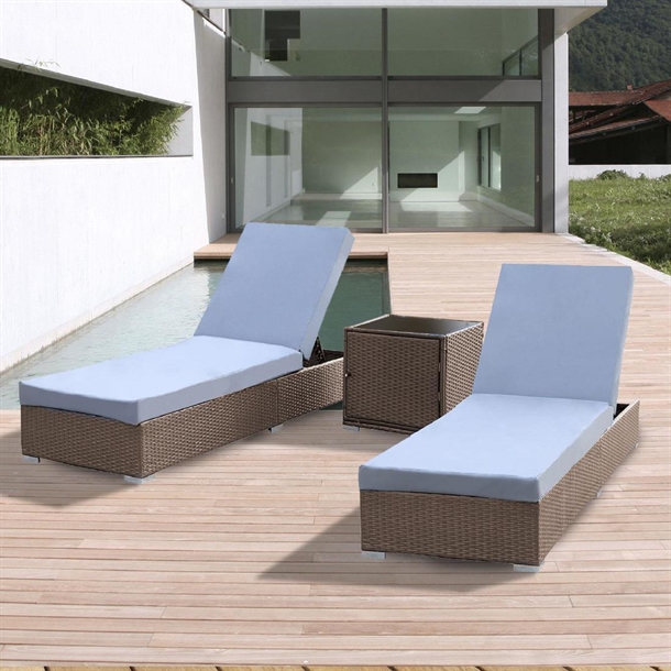 Arcadia Furniture 3 Piece Sunlounge Set - Grey and Oatmeal
