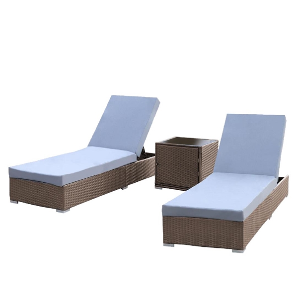 Arcadia Furniture 3 Piece Sunlounge Set - Grey and Oatmeal
