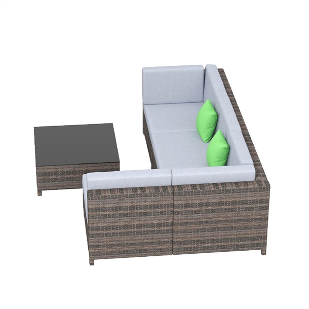 Milano Outdoor 5 Piece Rattan Sofa Set Colour Oatmeal Seat & Black Coating