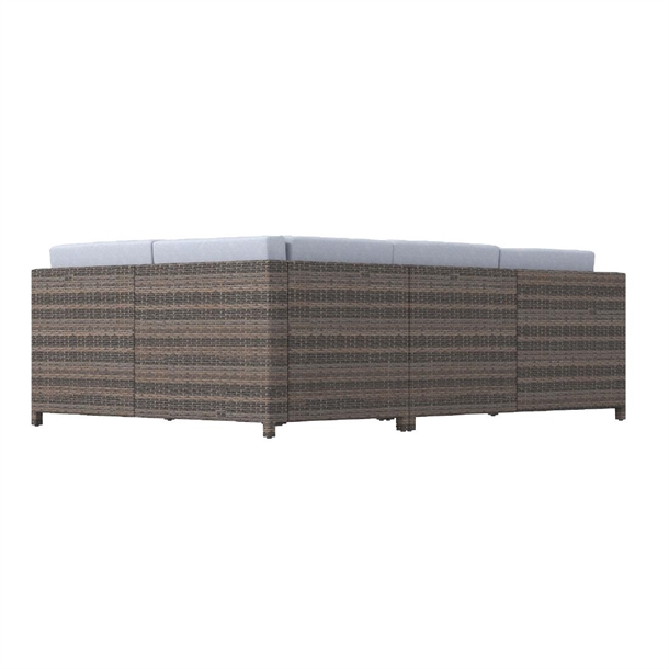 Milano Outdoor 5 Piece Rattan Sofa Set Colour Oatmeal Seat & Black Coating