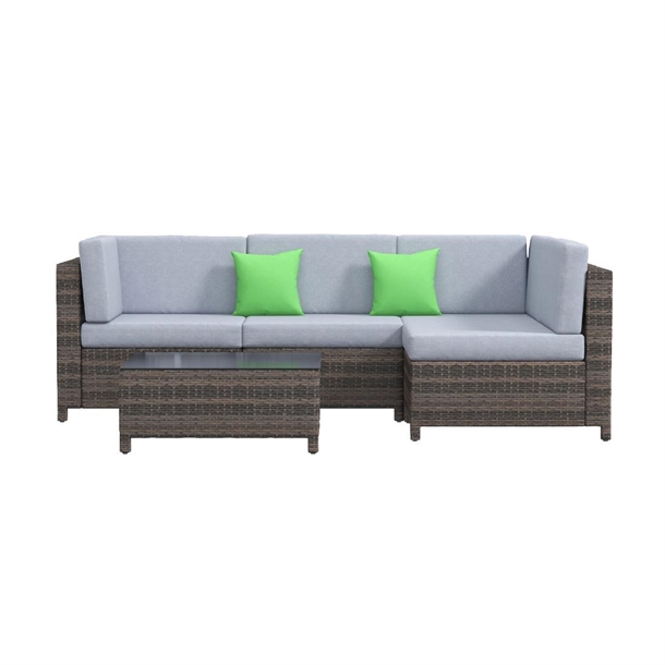 Milano Outdoor 5 Piece Rattan Sofa Set Colour Oatmeal Seat & Black Coating