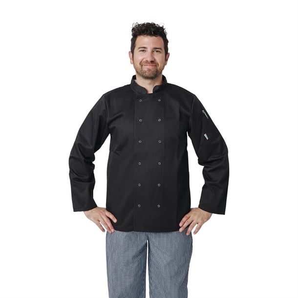 Whites Vegas Unisex Chef Jackets Long Sleeve Black Whites Vegas Unisex Chef Jackets Long Sleeve Black