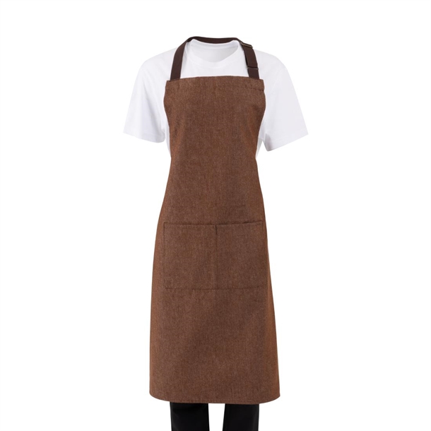 Southside Bib Apron Denim Tan with Brown Ties