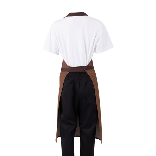 Southside Bib Apron Denim Tan with Brown Ties