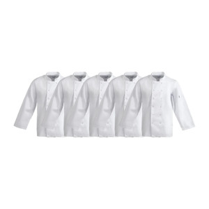 Whites Vegas Unisex Chef Jackets Long Sleeve White M (5 Pack)