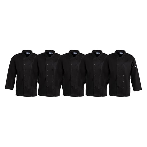 Whites Vegas Chefs Jacket Long Sleeve Black Size XL (5 Pack)
