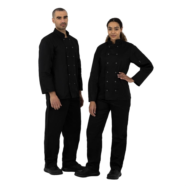Whites Vegas Chefs Jacket Long Sleeve Black Size S (5 Pack)