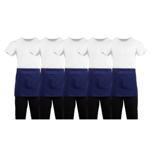 Whites Short Bistro Apron Navy Blue (5 Pack)