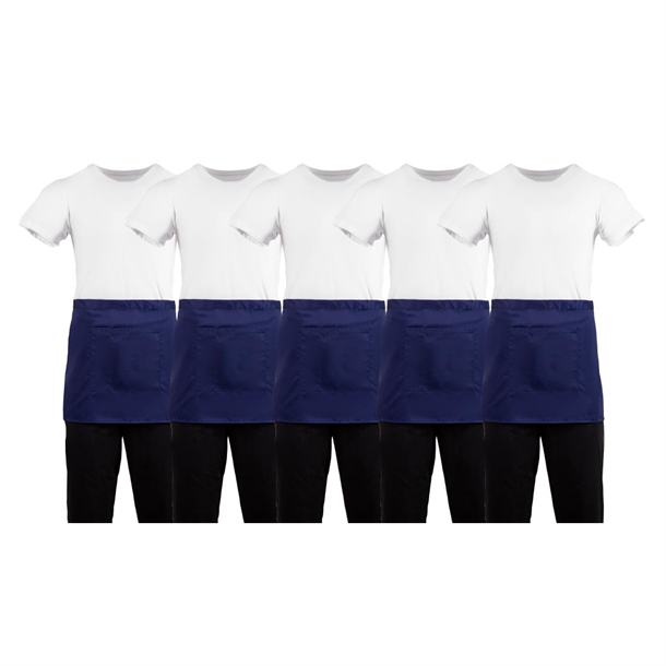 Whites Short Bistro Apron Navy Blue (5 Pack) Whites Short Bistro Apron Navy Blue (5 Pack)