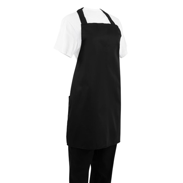 Nisbets Essentials Bib Apron Polycotton Black (2 pack)