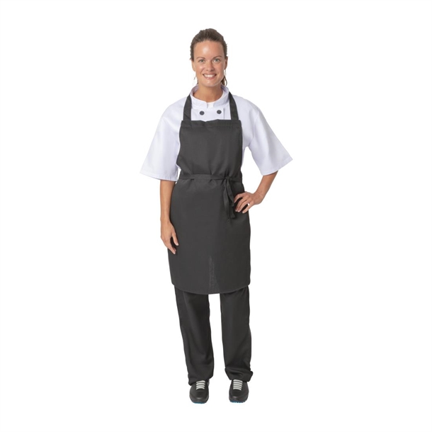 Nisbets Essentials Bib Apron Polycotton Black (2 pack)