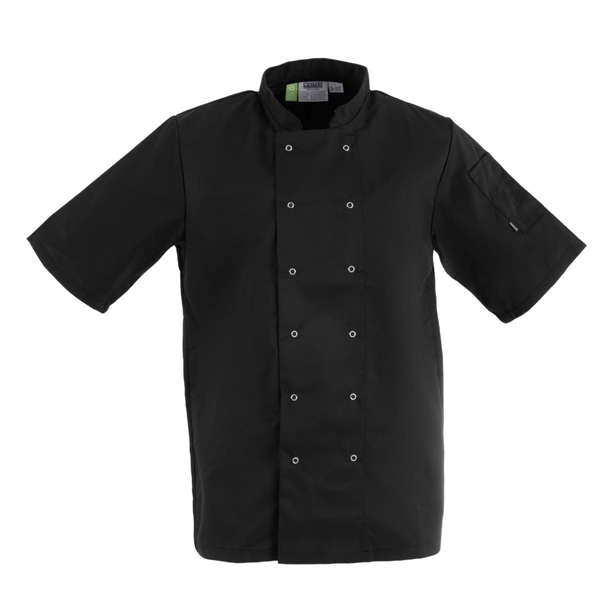 Whites Vegas Unisex Chef Jackets Short Sleeve Black Whites Vegas Unisex Chef Jackets Short Sleeve Black