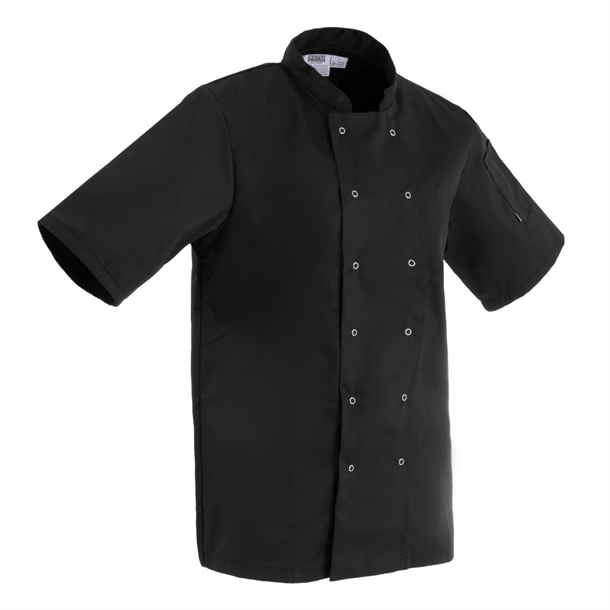 Whites Vegas Unisex Chef Jackets Short Sleeve Black Whites Vegas Unisex Chef Jackets Short Sleeve Black