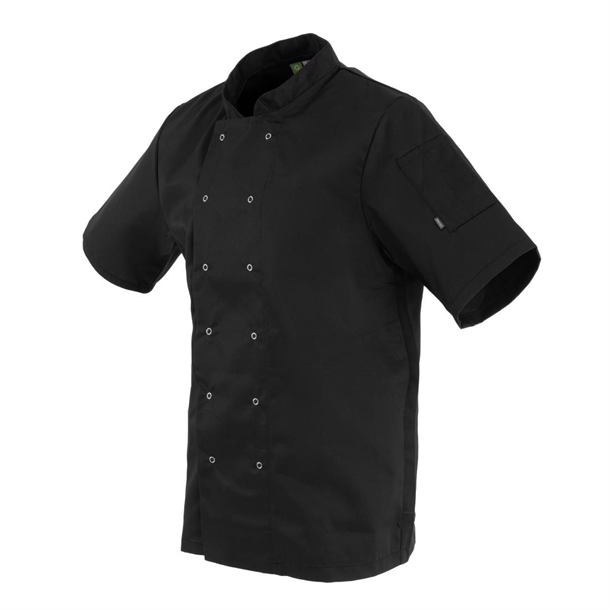 Whites Vegas Unisex Chef Jackets Short Sleeve Black Whites Vegas Unisex Chef Jackets Short Sleeve Black