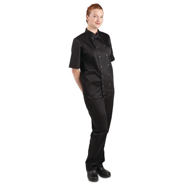 Whites Vegas Unisex Chef Jackets Short Sleeve Black Whites Vegas Unisex Chef Jackets Short Sleeve Black