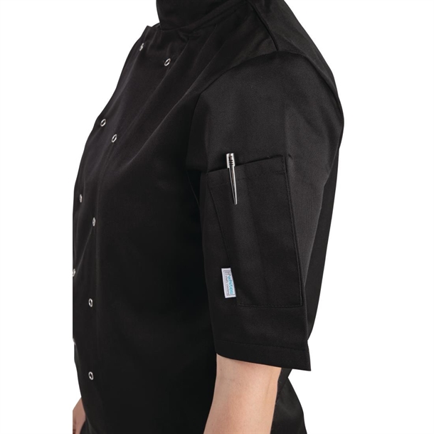 Whites Vegas Unisex Chef Jackets Short Sleeve Black Whites Vegas Unisex Chef Jackets Short Sleeve Black