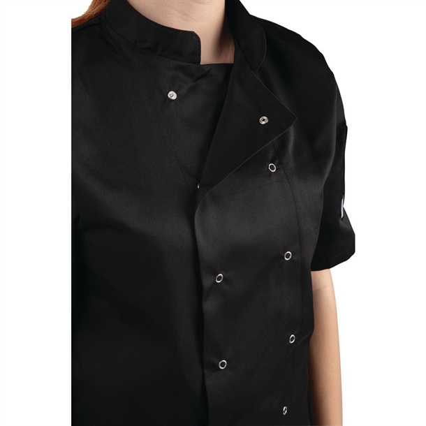 Whites Vegas Unisex Chef Jackets Short Sleeve Black Whites Vegas Unisex Chef Jackets Short Sleeve Black