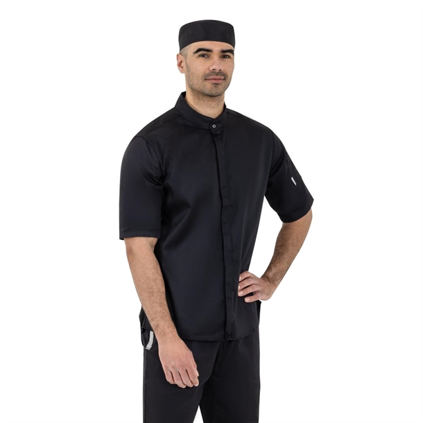 Southside Band Collar Unisex Chef Jacket Black