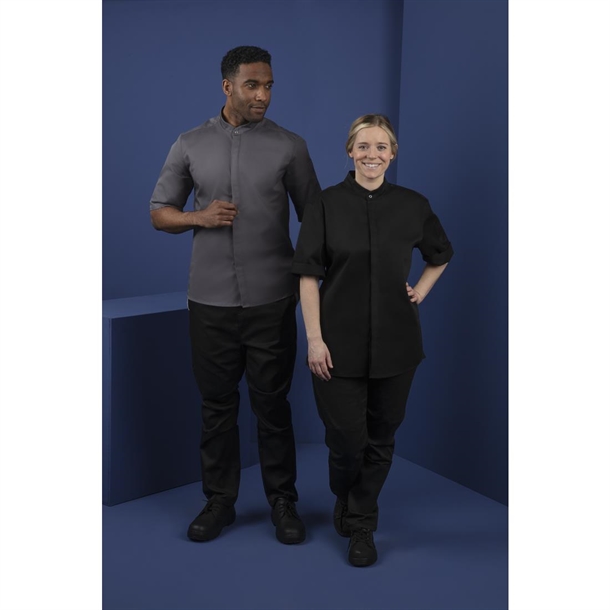 Southside Band Collar Unisex Chef Jacket Charcoal