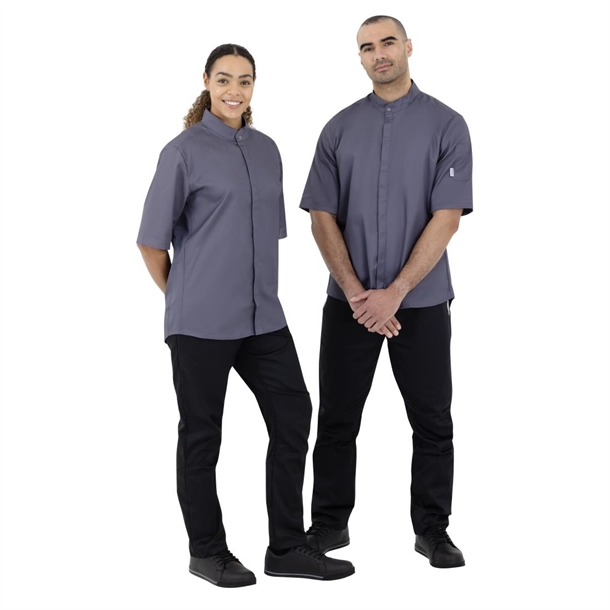 Southside Band Collar Unisex Chef Jacket Charcoal