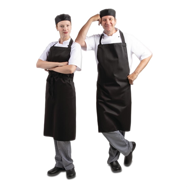 Whites Bib Apron Polycotton Black (5 Pack)