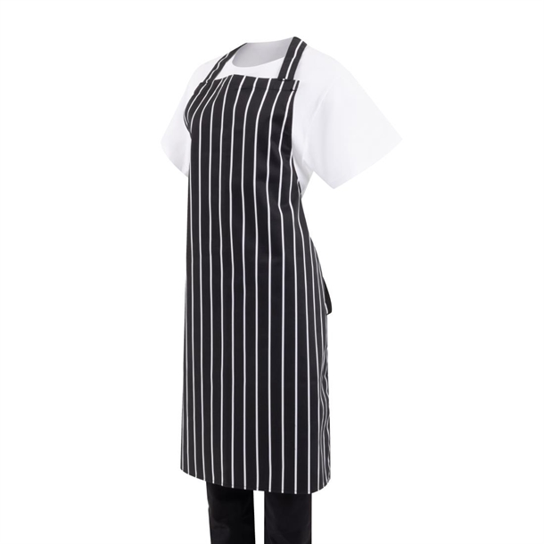 Whites Bib Apron Black/White Butchers Stripe Whites Bib Apron Black/White Butchers Stripe
