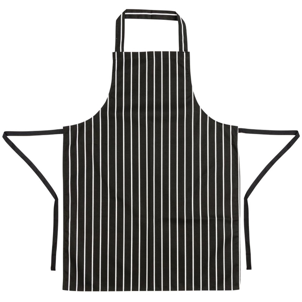 Whites Bib Apron Black/White Butchers Stripe Whites Bib Apron Black/White Butchers Stripe