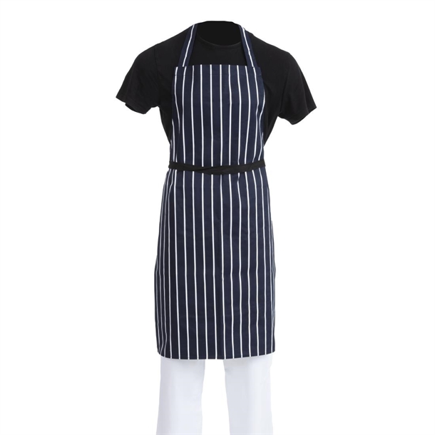 Whites Butchers Stripe Bib Apron Blue/White (5 Pack)