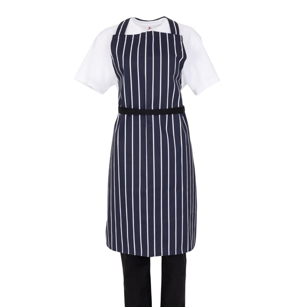 Whites Butchers Stripe Bib Apron Blue/White (5 Pack)
