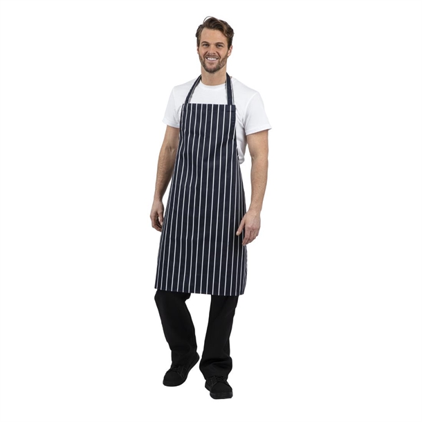 Whites Butchers Stripe Bib Apron Blue/White (5 Pack)
